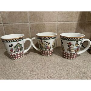 Disney Mickey's Garden Mug Set by Sakura Debbie Mumm Design 3-Piece: GUC
